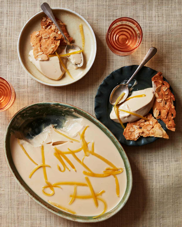 Earl Grey panna cotta with almond tuiles