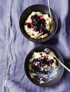 Earl Grey rice pudding with blackberry marmalade