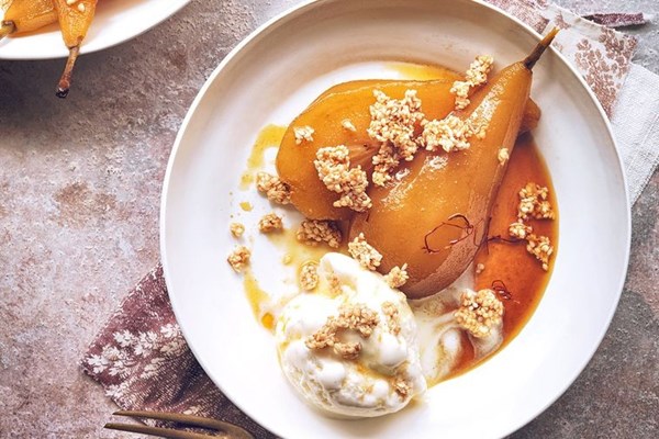 Earl Grey spiced poached pears