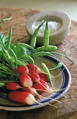 Early summer crudités on ice with aïoli