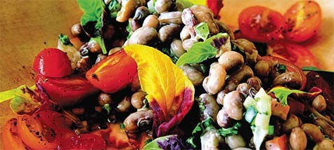 East Texas field pea salad with barbecued Thousand Island dressing and heirloom tomatoes