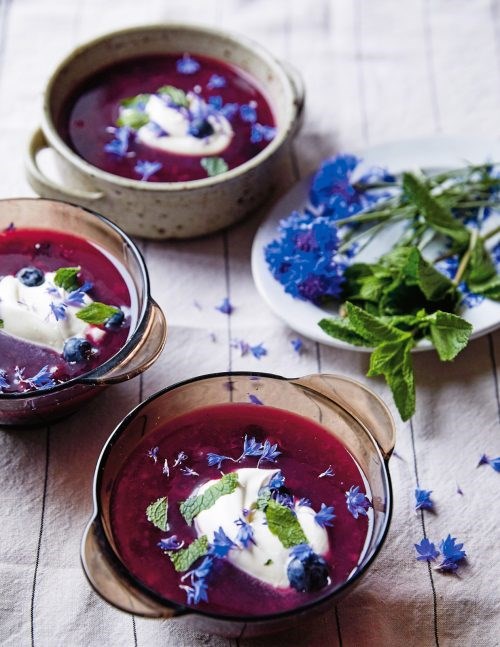 Eastern European summer blueberry soup