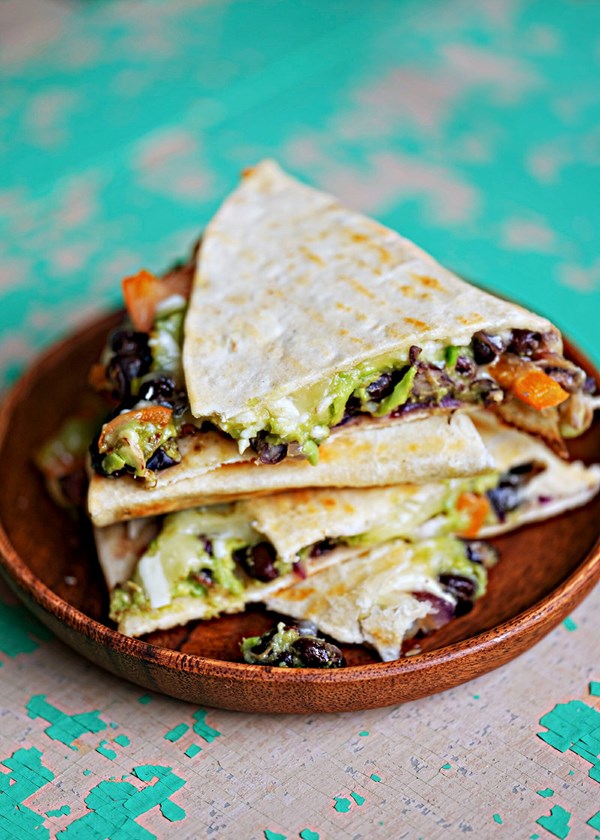 Easy avocado and black bean quesadillas
