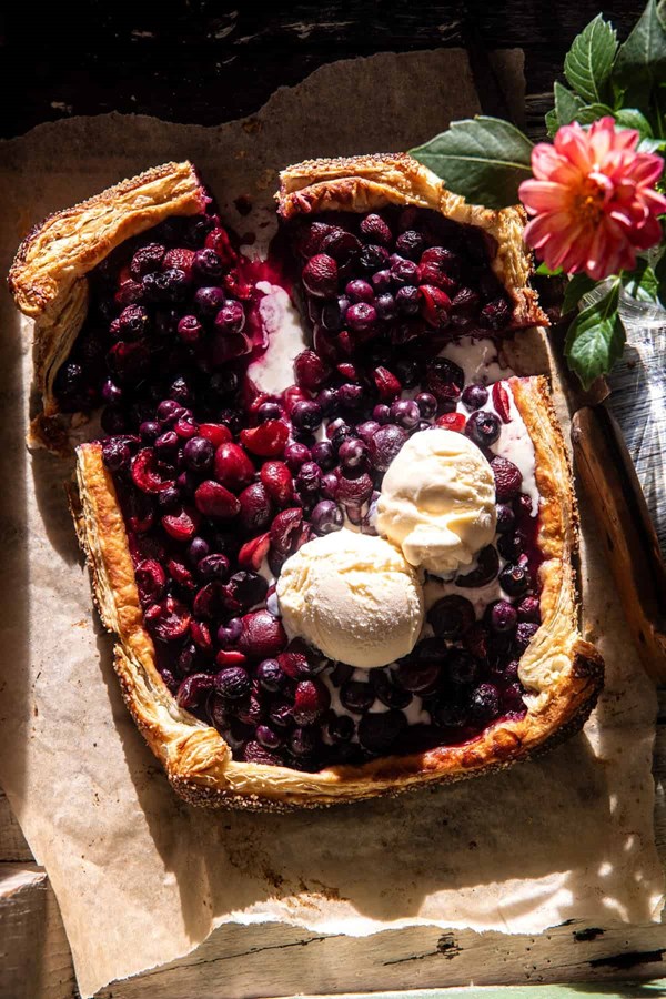 Easy blueberry cherry galette