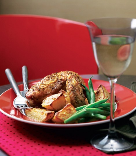Easy chicken, scrumpy and potato roast