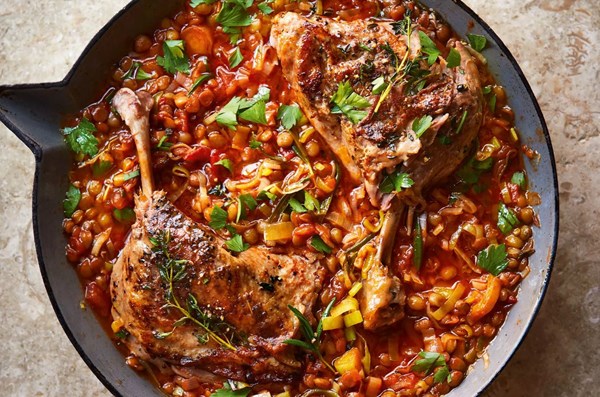 Easy confit duck & lentil casserole