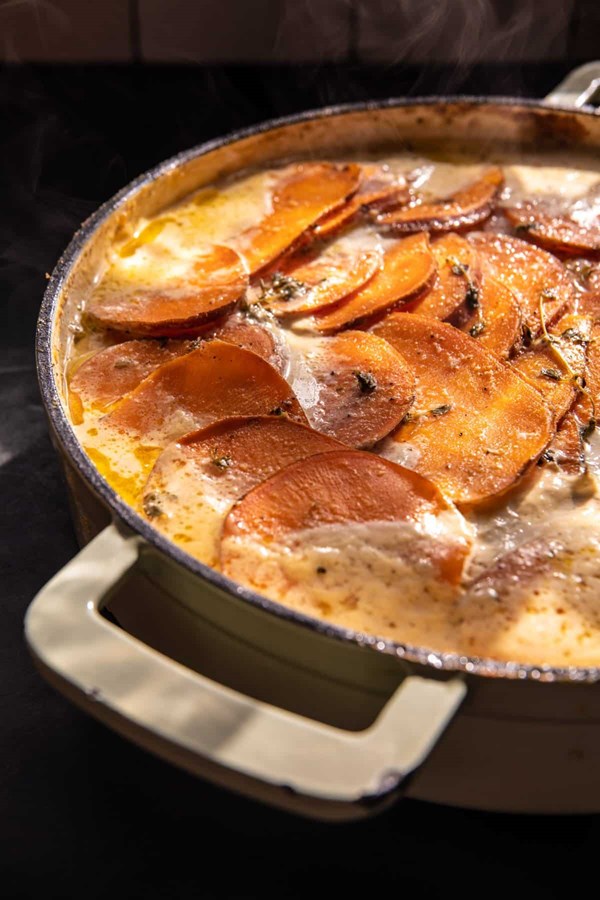 Easy creamy scalloped sweet potatoes