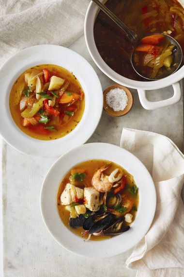 Easy fish soup from easy vegetable soup