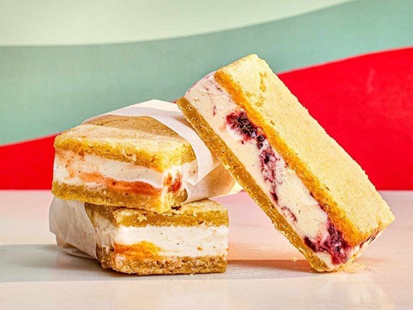 Easy fruit-swirl ice cream sandwiches
