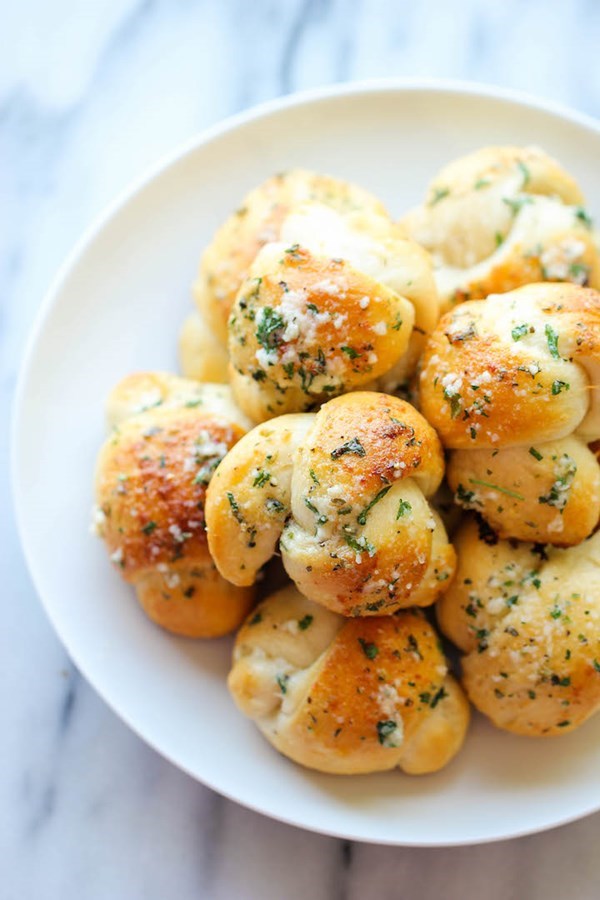 Easy garlic Parmesan knots