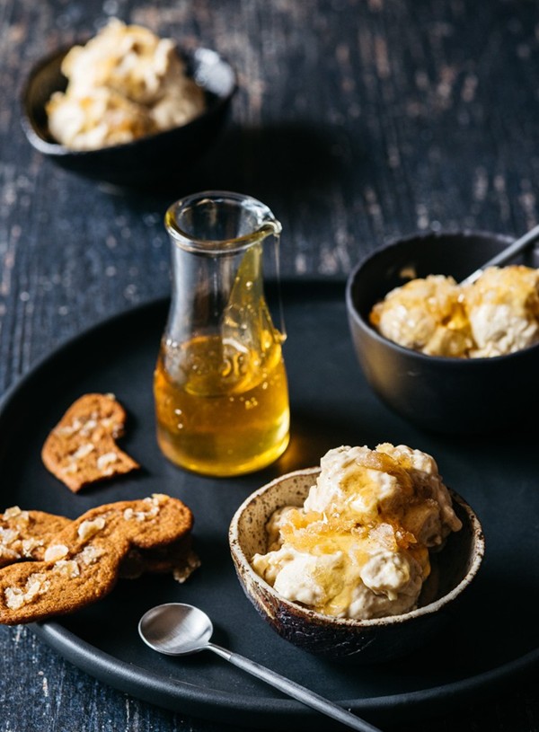 Easy ginger, white chocolate and mascarpone ice cream