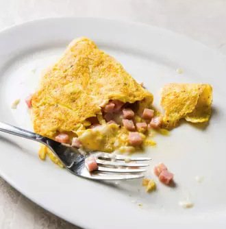 Easy ham and cheese omelet