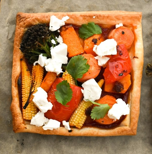 Easy harissa vegetable tarts