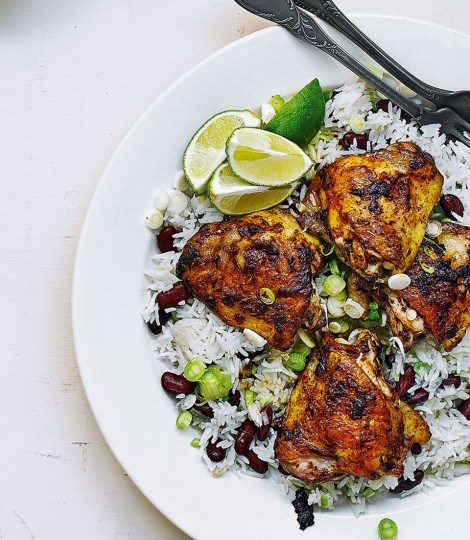 Easy jerk chicken and coconut rice