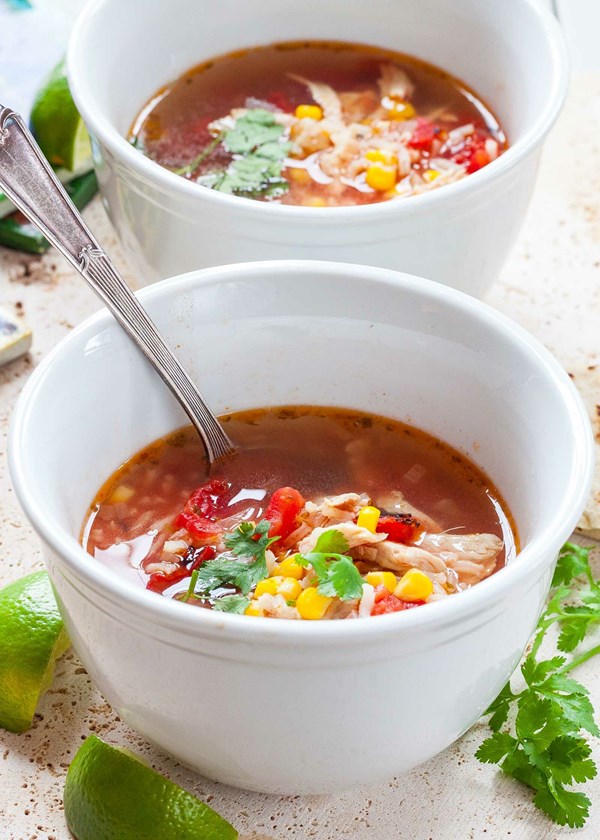 Easy Mexican chicken and rice soup
