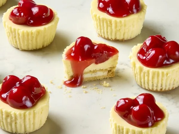 Easy mini cherry cheesecakes