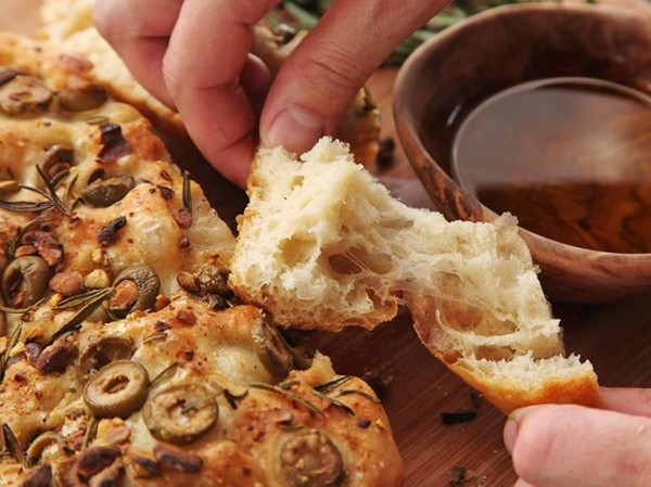 Easy no-knead olive-rosemary focaccia with pistachios