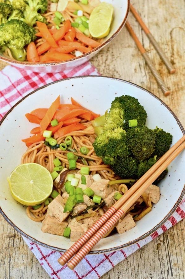 Easy one pot ramen with tofu and vegetables