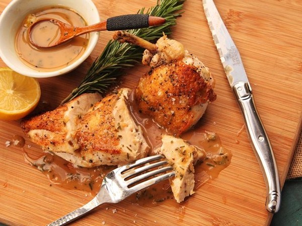 Easy pan-roasted chicken breasts with lemon and rosemary pan sauce