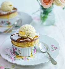 Easy passion fruit soufflés with lemon and passion fruit ice cream