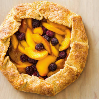 Easy peach and blackberry tart