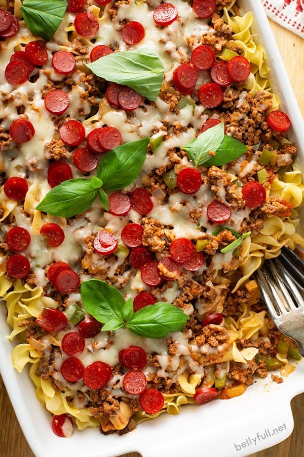 Easy pizza noodle casserole
