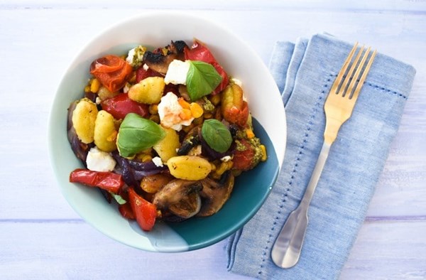 Easy roasted vegetable gnocchi bake