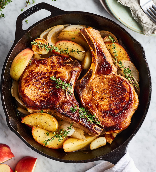 Easy skillet pork chops with apples