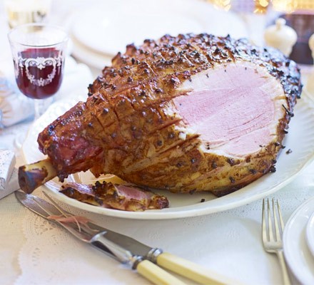 Easy slow-baked ham with maple glaze