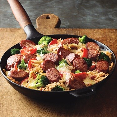 Easy smoked sausage skillet