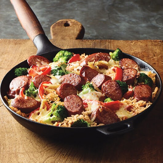 Easy smoked sausage skillet