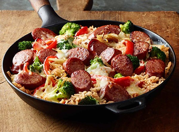 Easy smoked sausage skillet