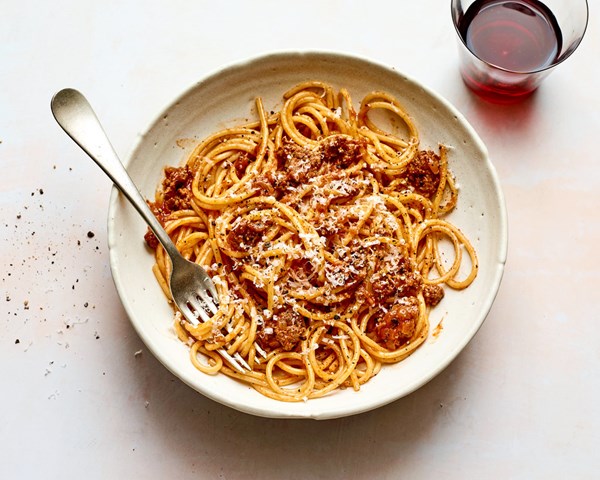 Easy spaghetti with meat sauce [Dawn Perry]