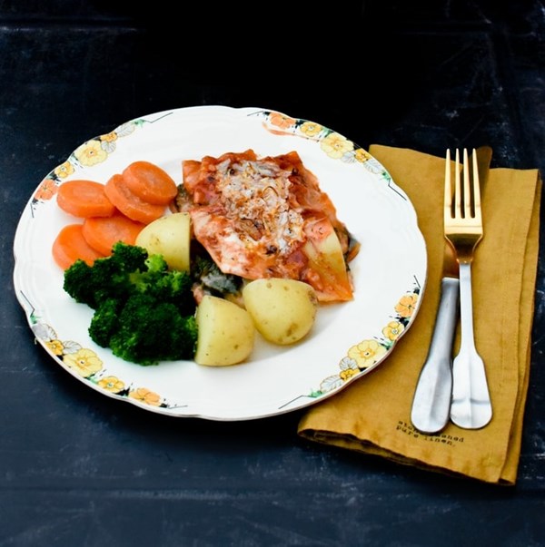 Easy spinach & corn veggie lasagne