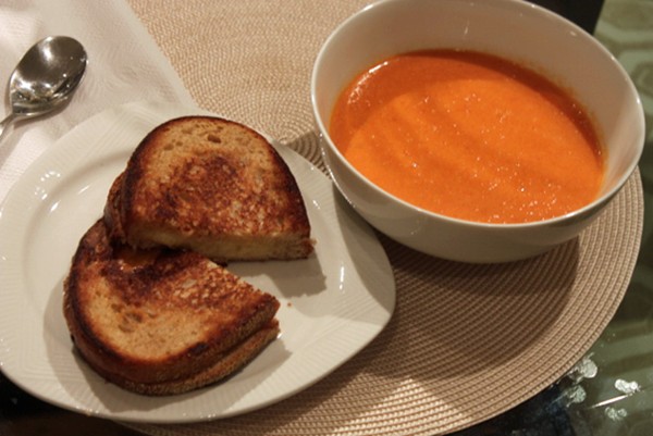 Easy tomato soup and grilled cheese