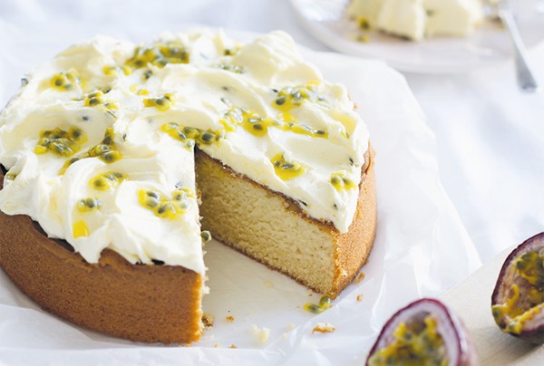 Easy vanilla cake with passionfruit buttercream