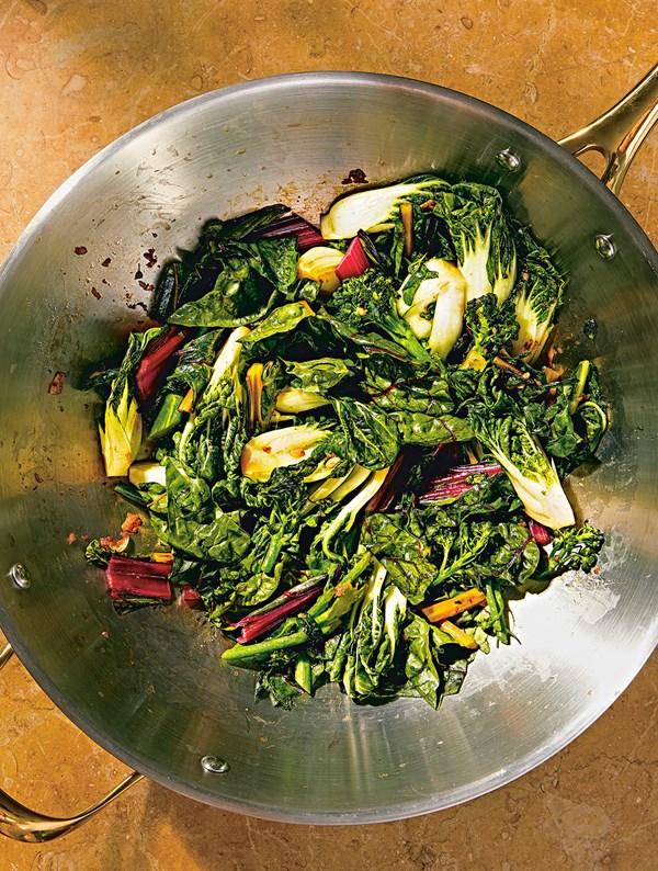 Easy wok fried greens