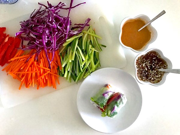 Eat the rainbow fresh spring rolls