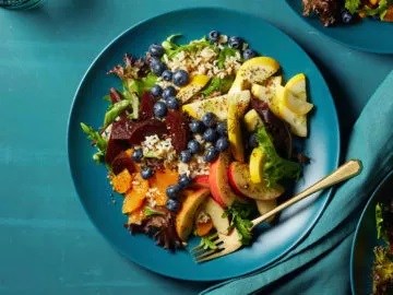 Eat-the-rainbow salad [orange-poppy seed dressing]