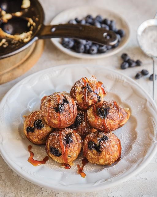 Ebleskiver with blueberries