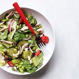 Edamame & chicken Greek salad