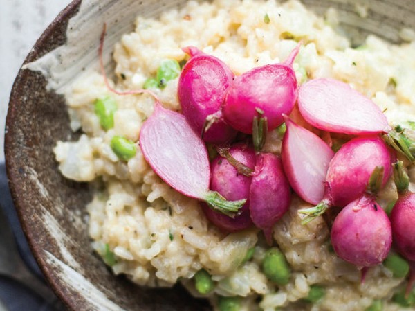 Edamame and radish risotto from 'Vibrant Food' (Cook the Book)