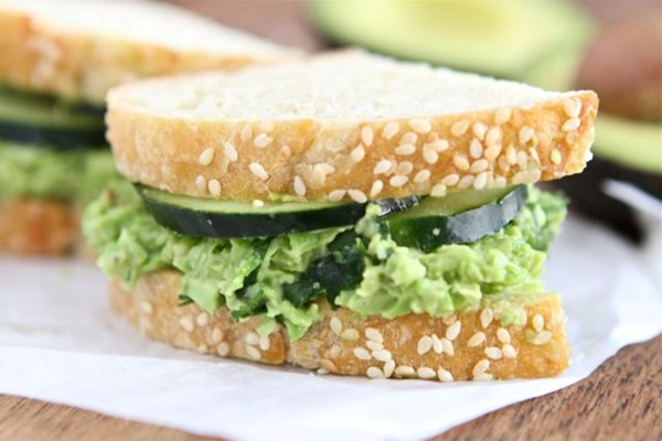 Edamame avocado salad sandwich