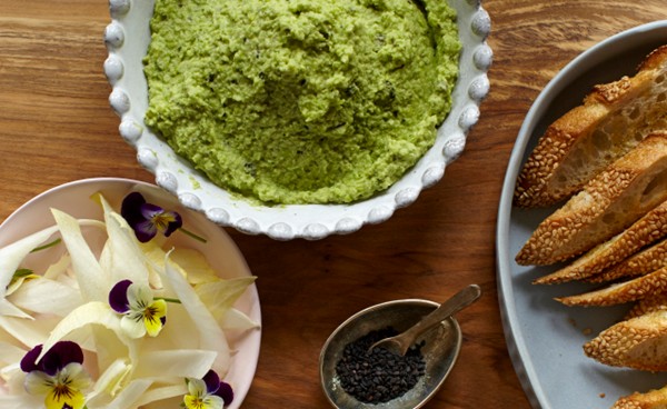 Edamame basil toast