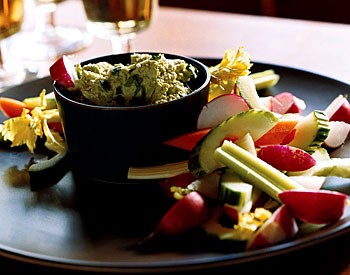 Edamame dip with crudites