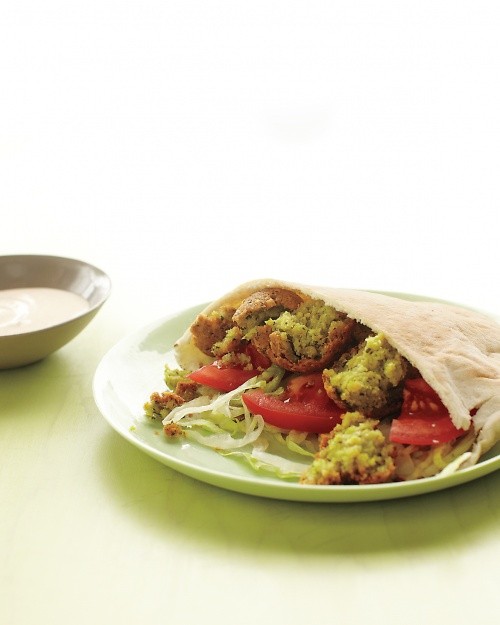 Edamame falafel with spicy coriander sauce