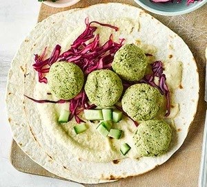 Edamame falafel wraps