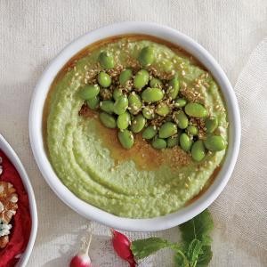 Edamame hummus with miso and sesame