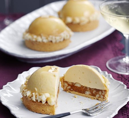 Edd Kimber's caramelised white chocolate, ginger caramel & macadamia tarts