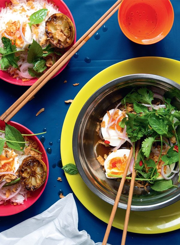 Egg & shallot salad with burnt-lime vinegared dressing
